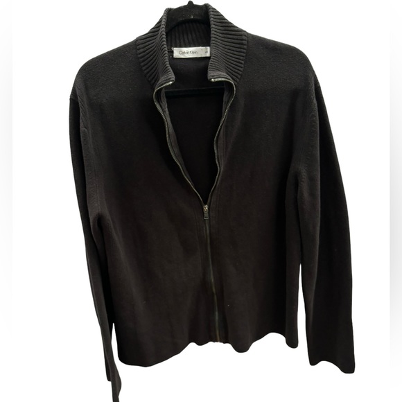 Calvin Klein Men’s Black Full Zip‎ Cardigan Sweater Size Large - Picture 1 of 6